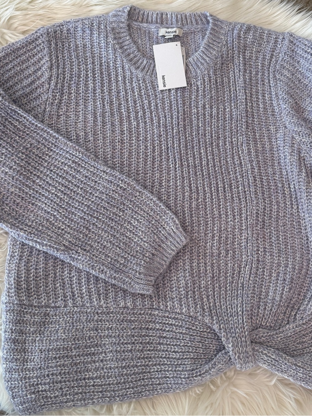 Kensie Lavender Knit Twist-Hem Sweater NEW